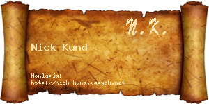 Nick Kund névjegykártya